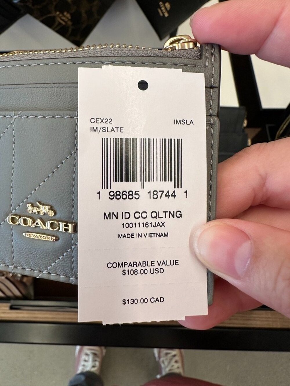NWT! Coach CEX22 Mini Skinny ID Case With Quilting Nappa Leather/Im/Slate - Picture 9 of 9